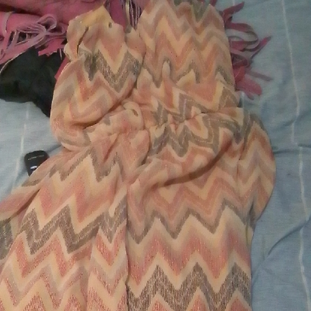 Hollister Chevron Backless Dress - Pink and Gray